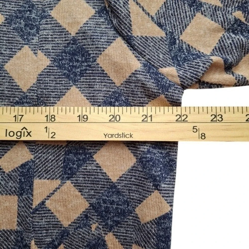 Attitudes by Renee Top Womens M‎ L Blue Beige Casknit Plaid Cozy Shacket Jacket